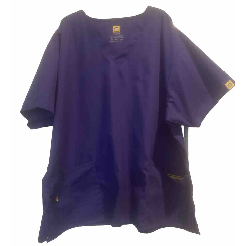 Wonder Wink Origins Women’s PURPLE Medical Scrub Top Pockets‎ V-Neck 3XL